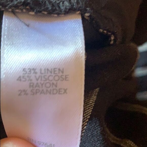 New J Jill linen full black and brown striped crop leg pant size L tall - Picture 3 of 7